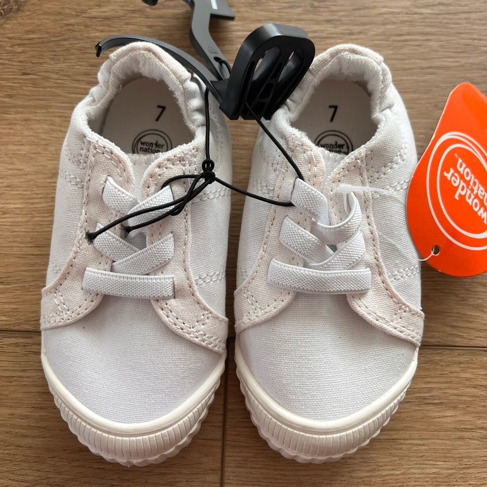 Wonder Nation White Canvas Sneakers Toddler Size 7